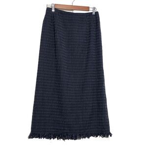 Bernhard Holtzman Womens Pinstripe Black Wool Midi Skirt Size 8